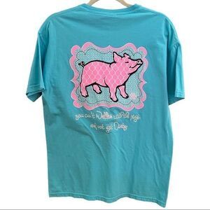 Comfort Colors Southern Belle Pig Tshirt Turquoise‎ Blue Size Medium